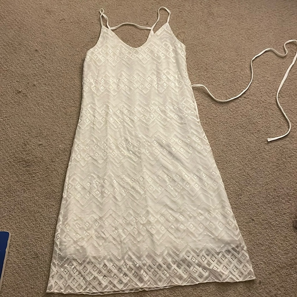 White lace midi dress